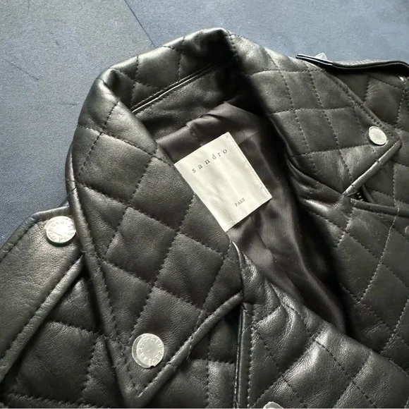 (NWT) Sandro - Ewan Leather Quilted Biker Jacket - Picture 7 of 12